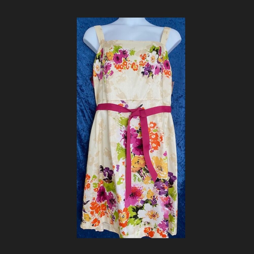 Jessica Howard Cream Sundress Sleeveless Square Neck Plus 22W